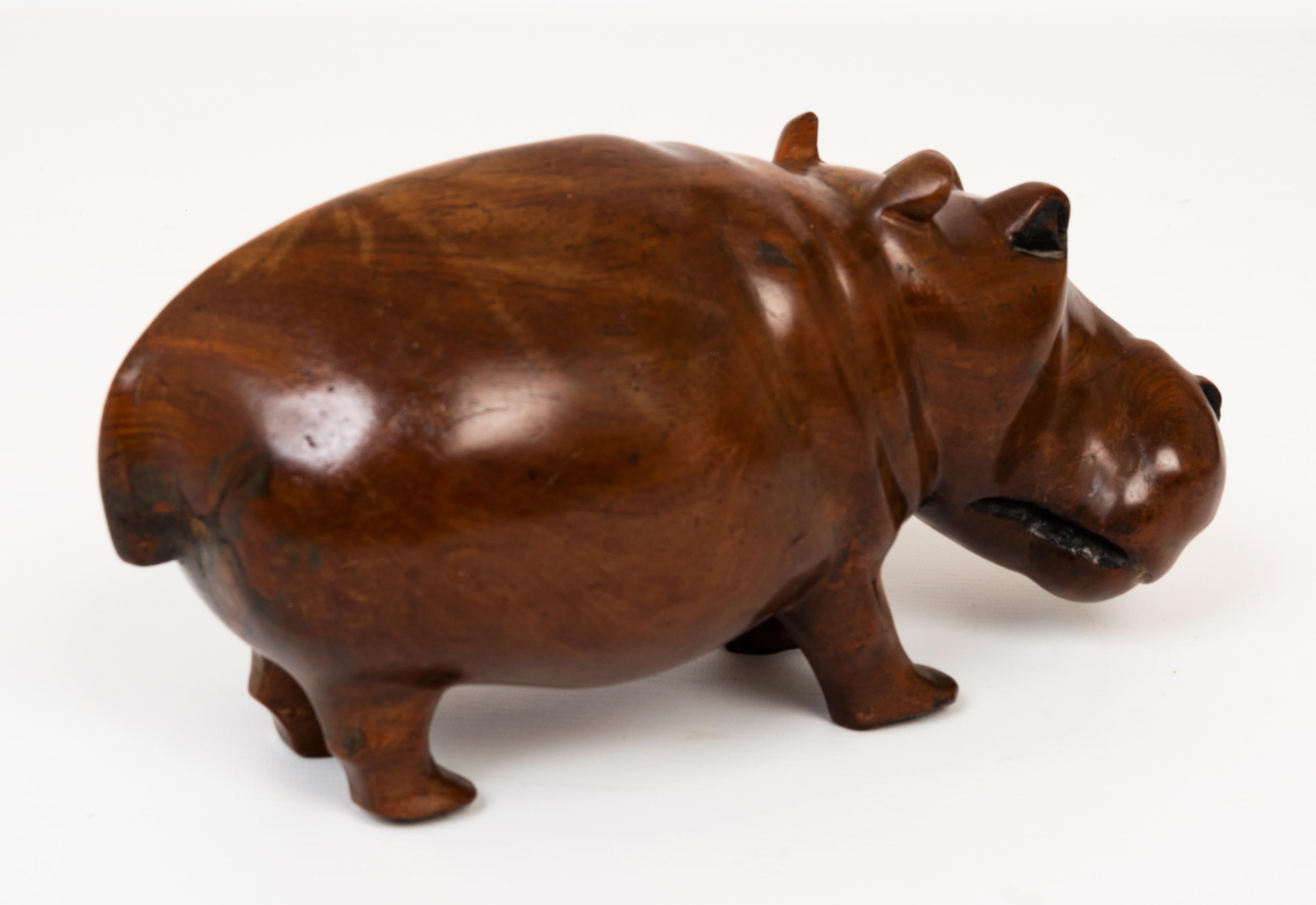 large wooden hippo