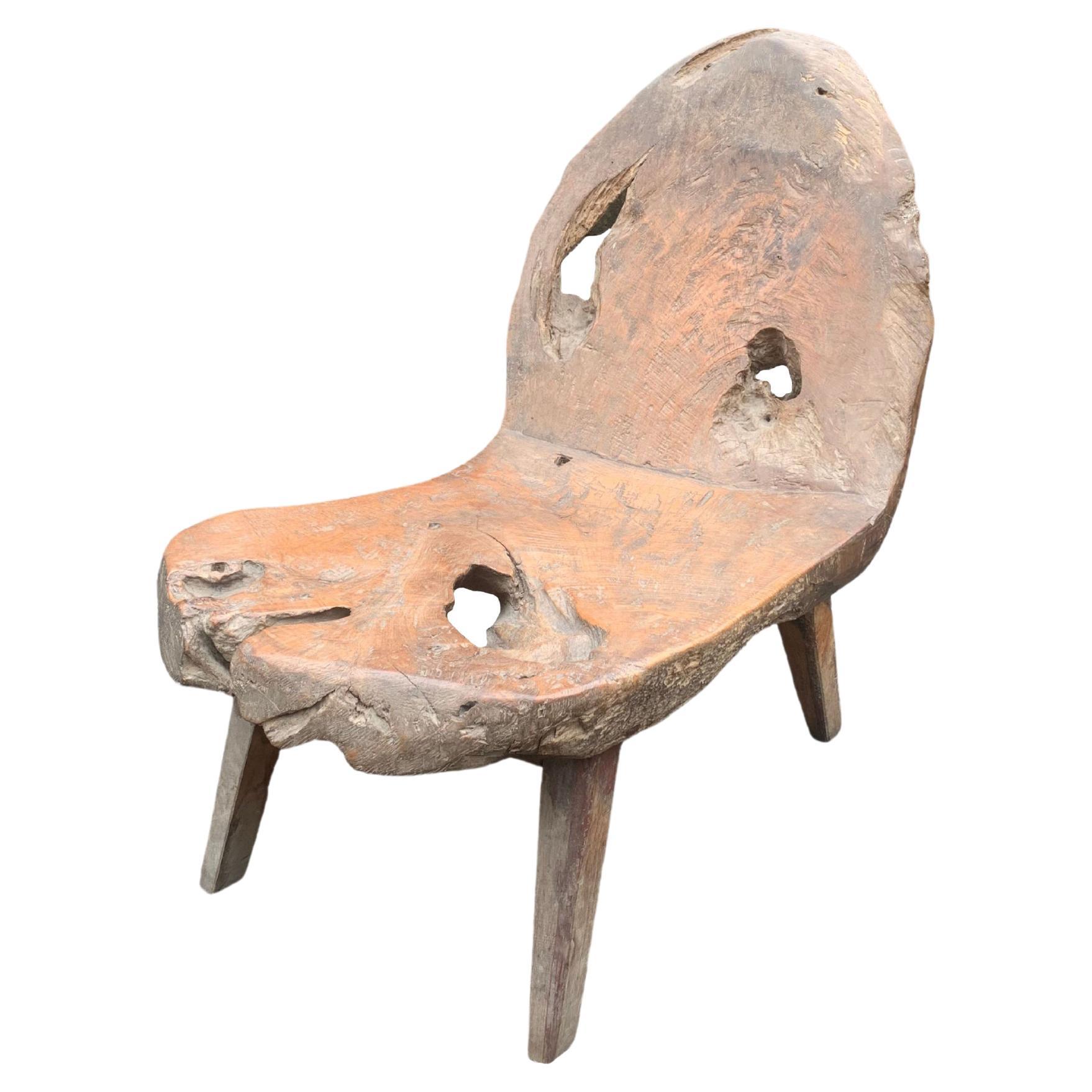 Solid Teak Chair Hand-Carved from Madura Island, Java, Indonesia, c. 1900 For Sale