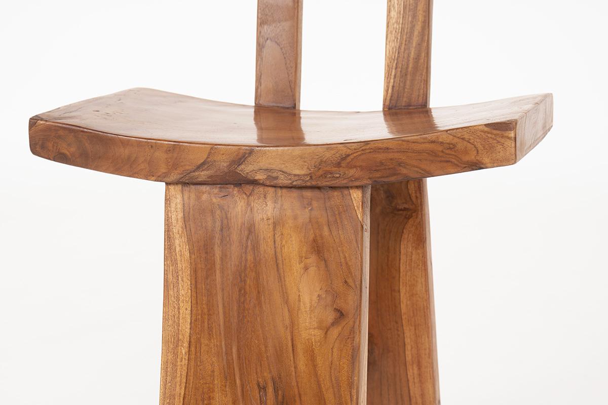 Solid Teak Chairs from Bali, 1970 4