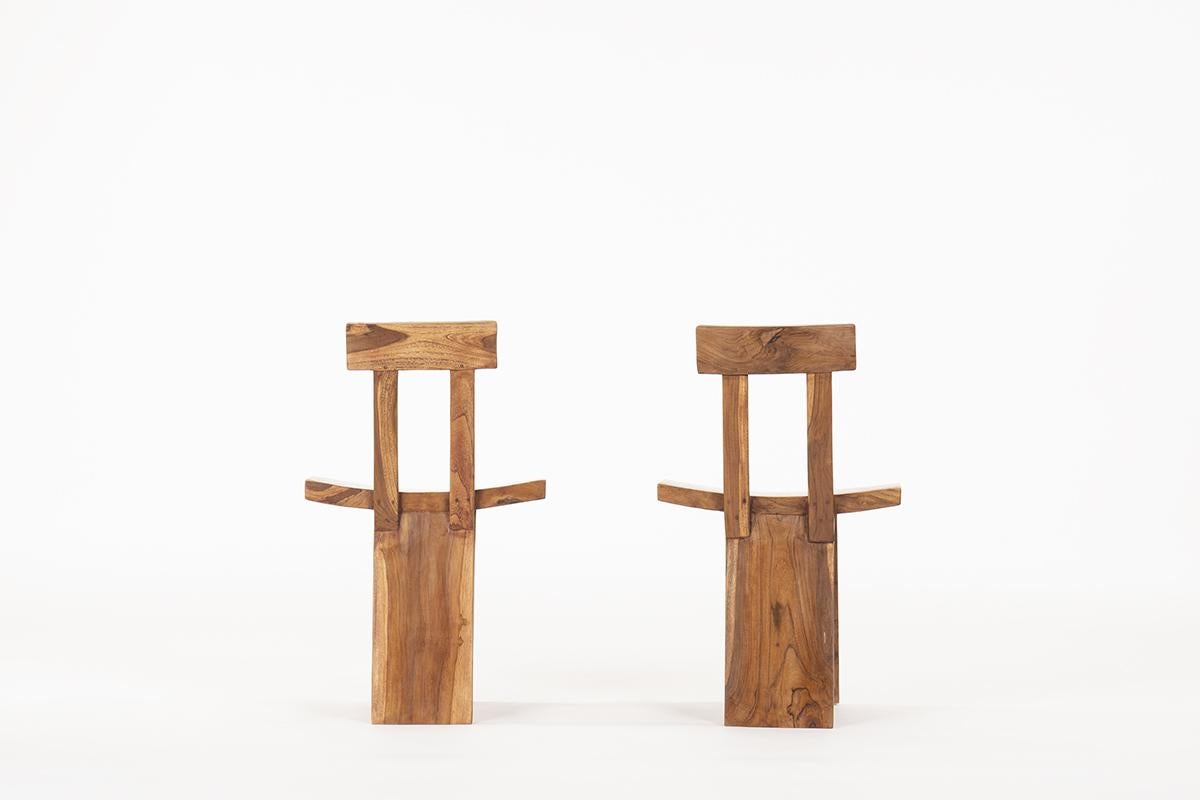 Mid-Century Modern Solid Teak Chairs from Bali, 1970