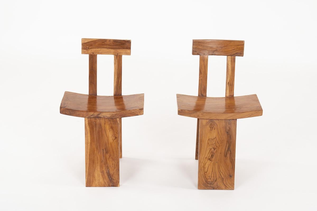Solid Teak Chairs from Bali, 1970 In Good Condition In JASSANS-RIOTTIER, FR