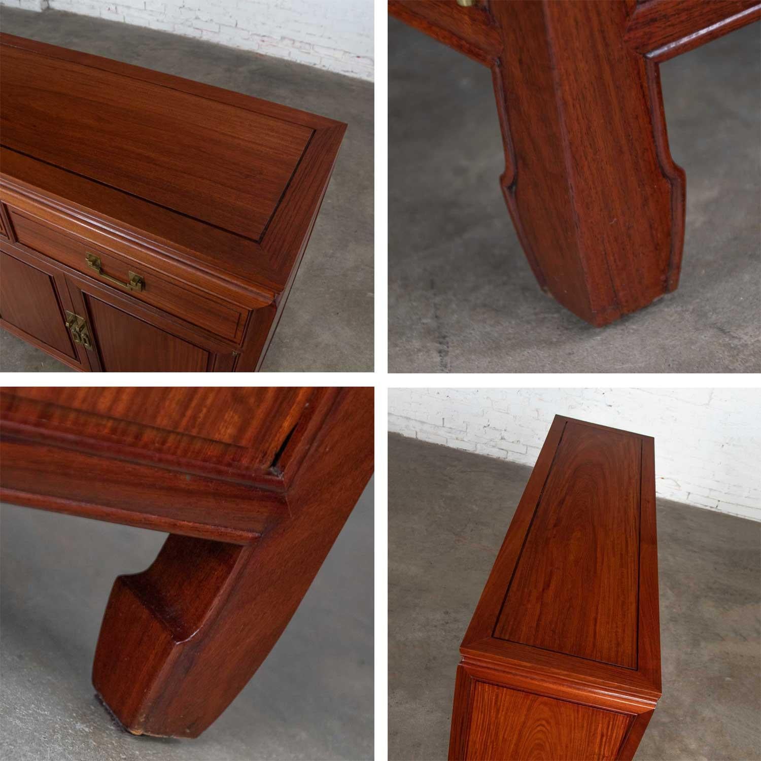 Solid Teak Chinoiserie Hollywood Regency Buffet Credenza Style of George Zee 6
