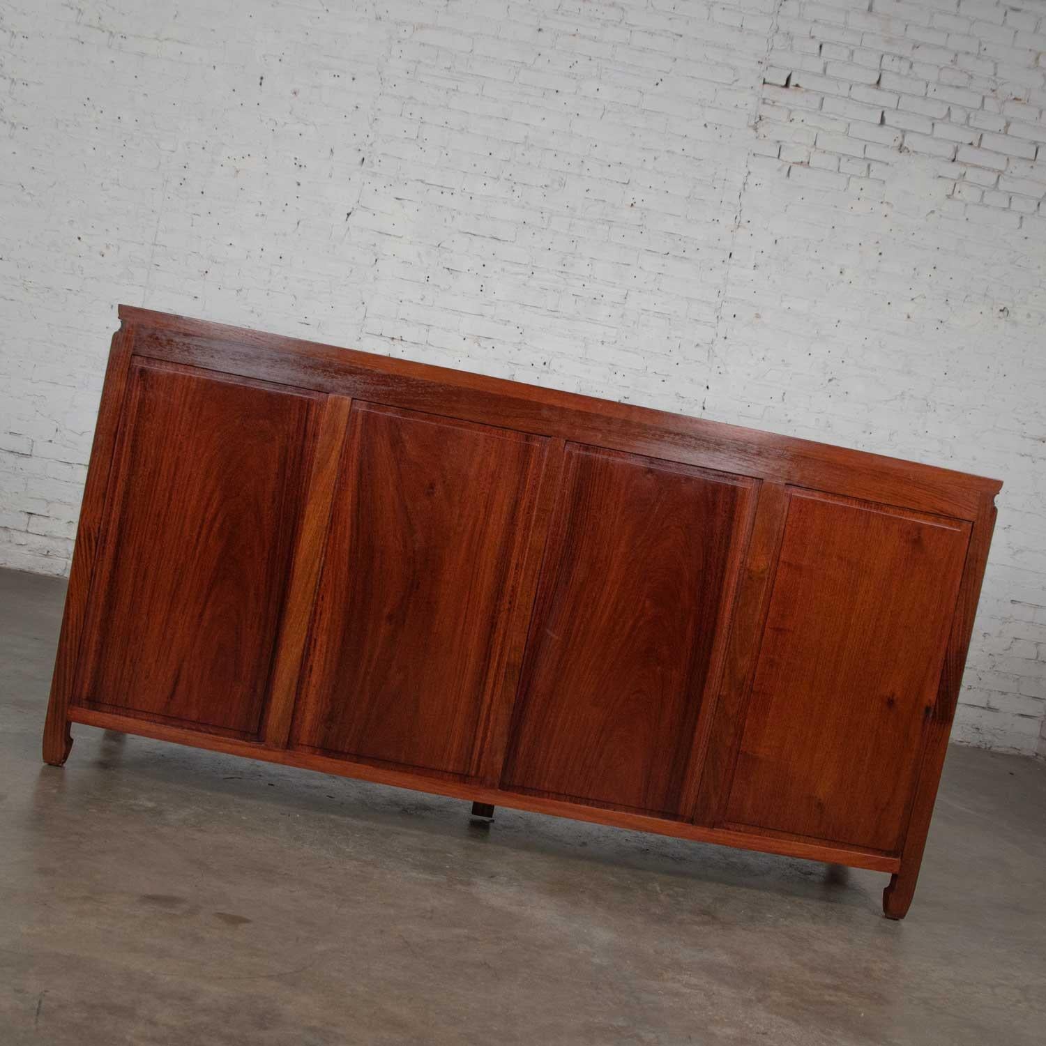 Solid Teak Chinoiserie Hollywood Regency Buffet Credenza Style of George Zee 4