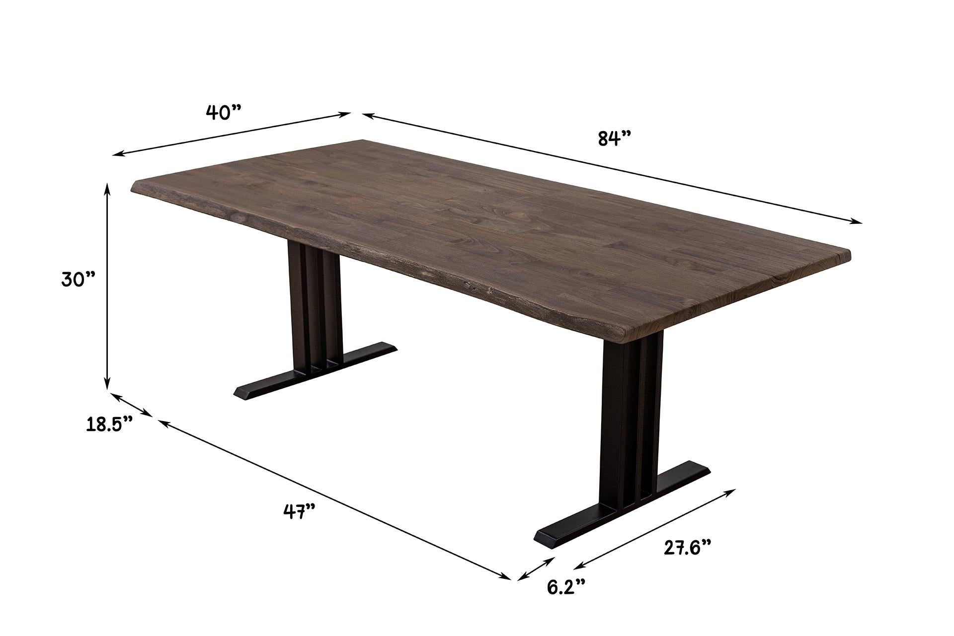 XXIe siècle et contemporain Table de salle à manger en teck massif cacao sur pieds en métal noir en vente