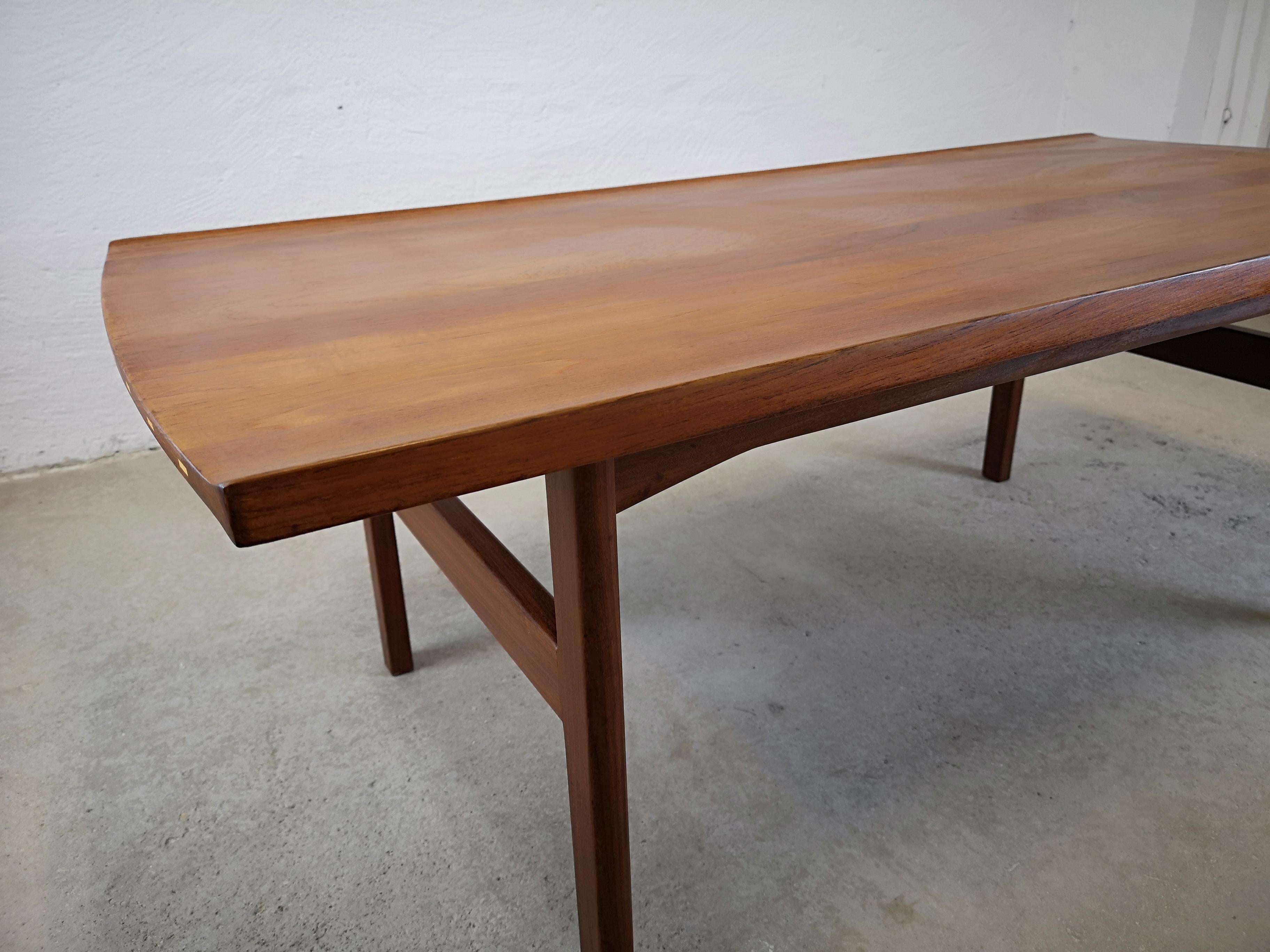 Scandinavian Modern Solid Teak Coffee Table by Tove and Edvard Kindt Larsen