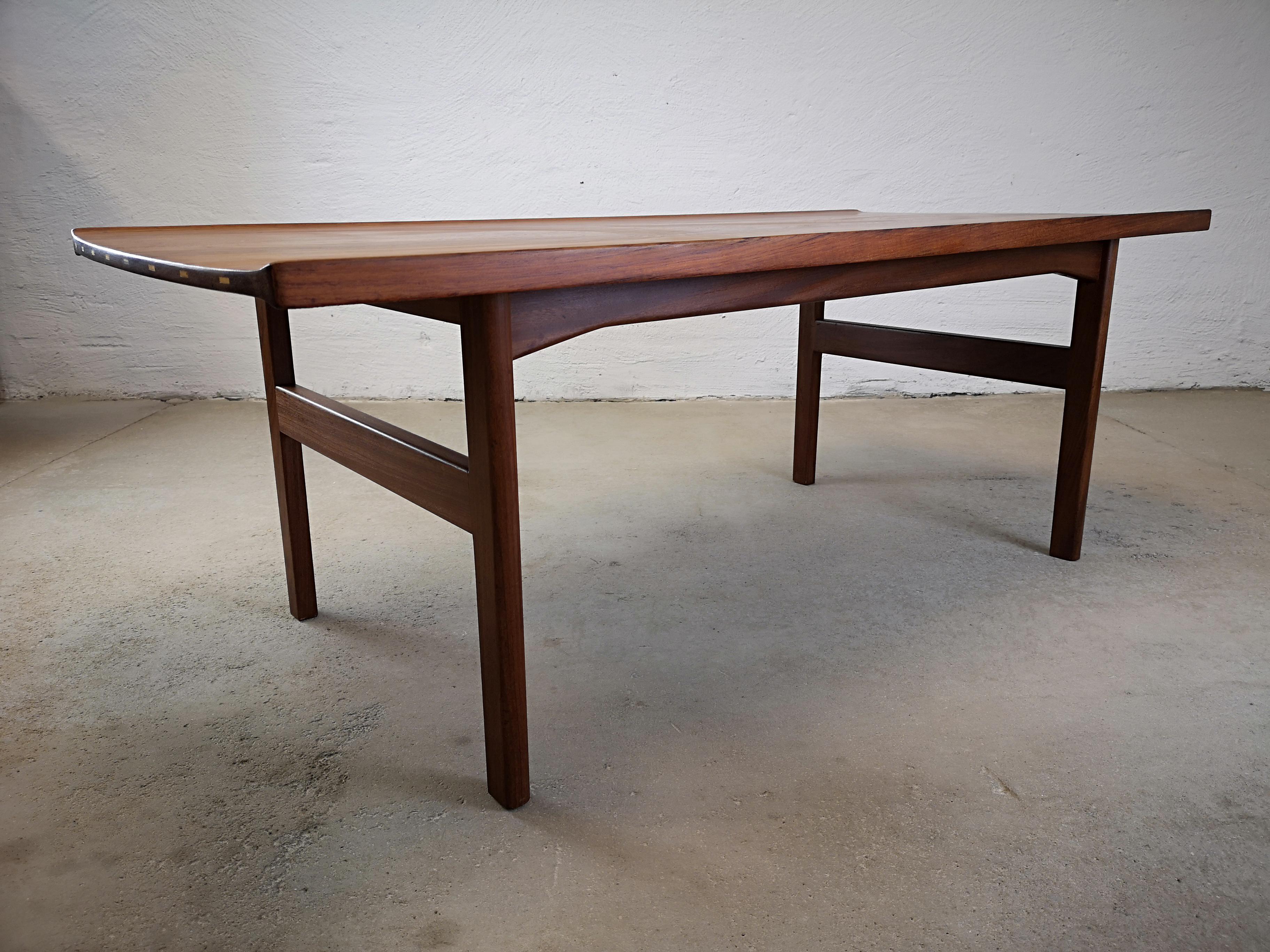 Swedish Solid Teak Coffee Table by Tove and Edvard Kindt Larsen sweden 1960s