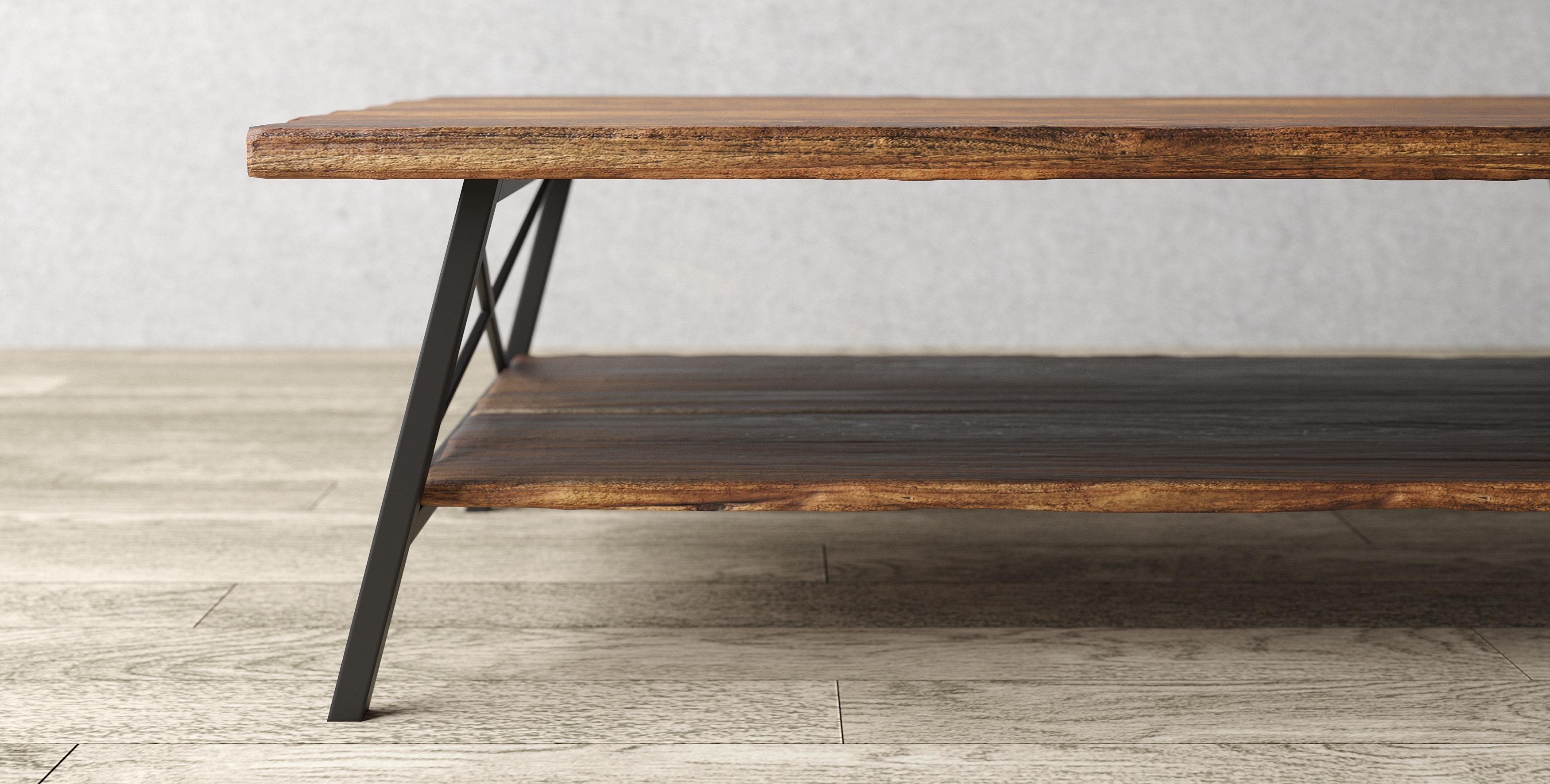 Get form and function with this beautiful solid teak two-tier table. Photographed here in our distressed autumn finish. All of our tables are built from sustainably sourced local teak, crafted by hand, and built to order. Priced here as our standard