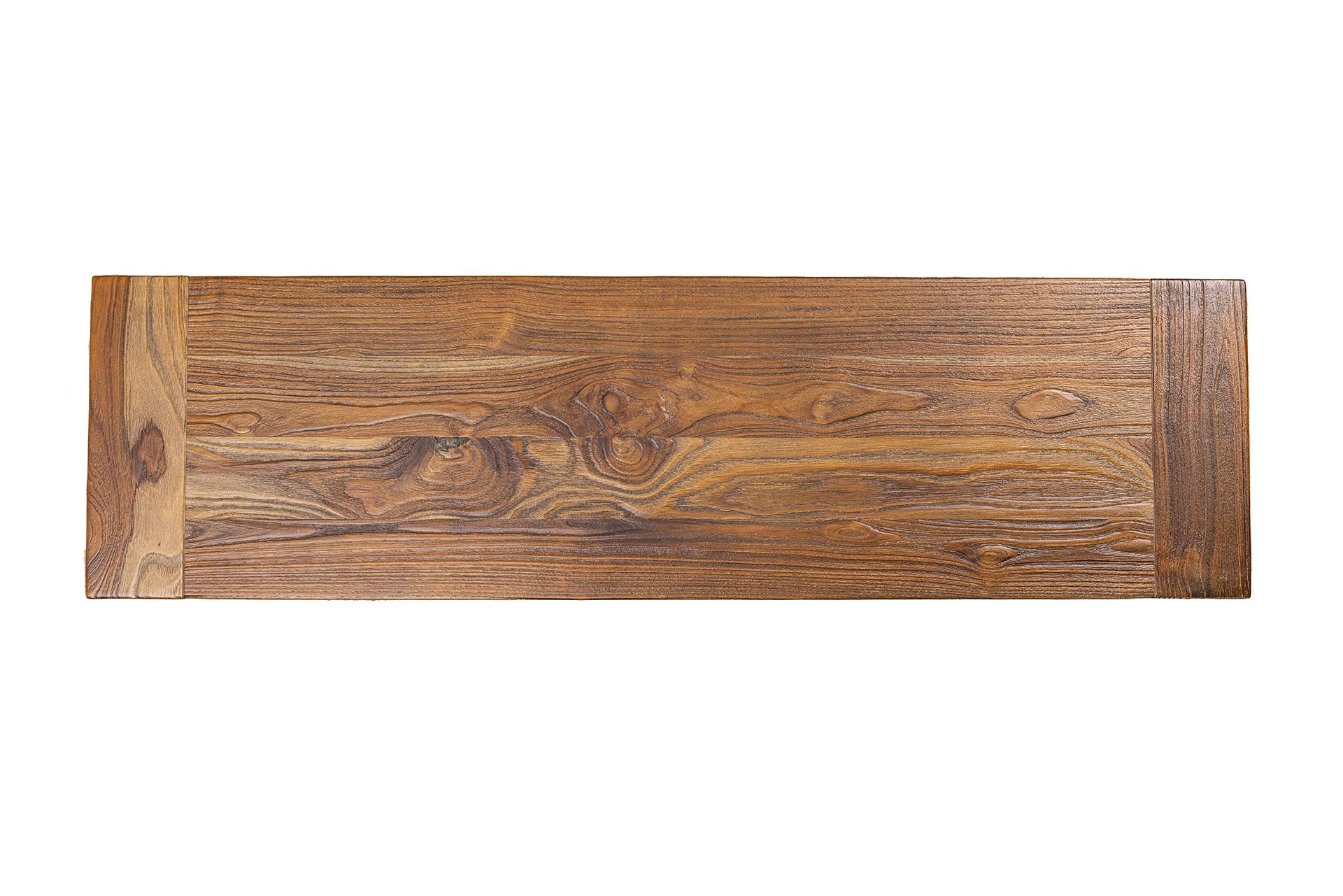 Hand-Crafted Solid Teak Console Table in Sandblasted Autumn Finish For Sale