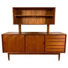 Solid Teak Credenza with Hutch by Johannes Aasbjerg