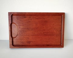 Solid Teak Cutting Board with Carved Channel