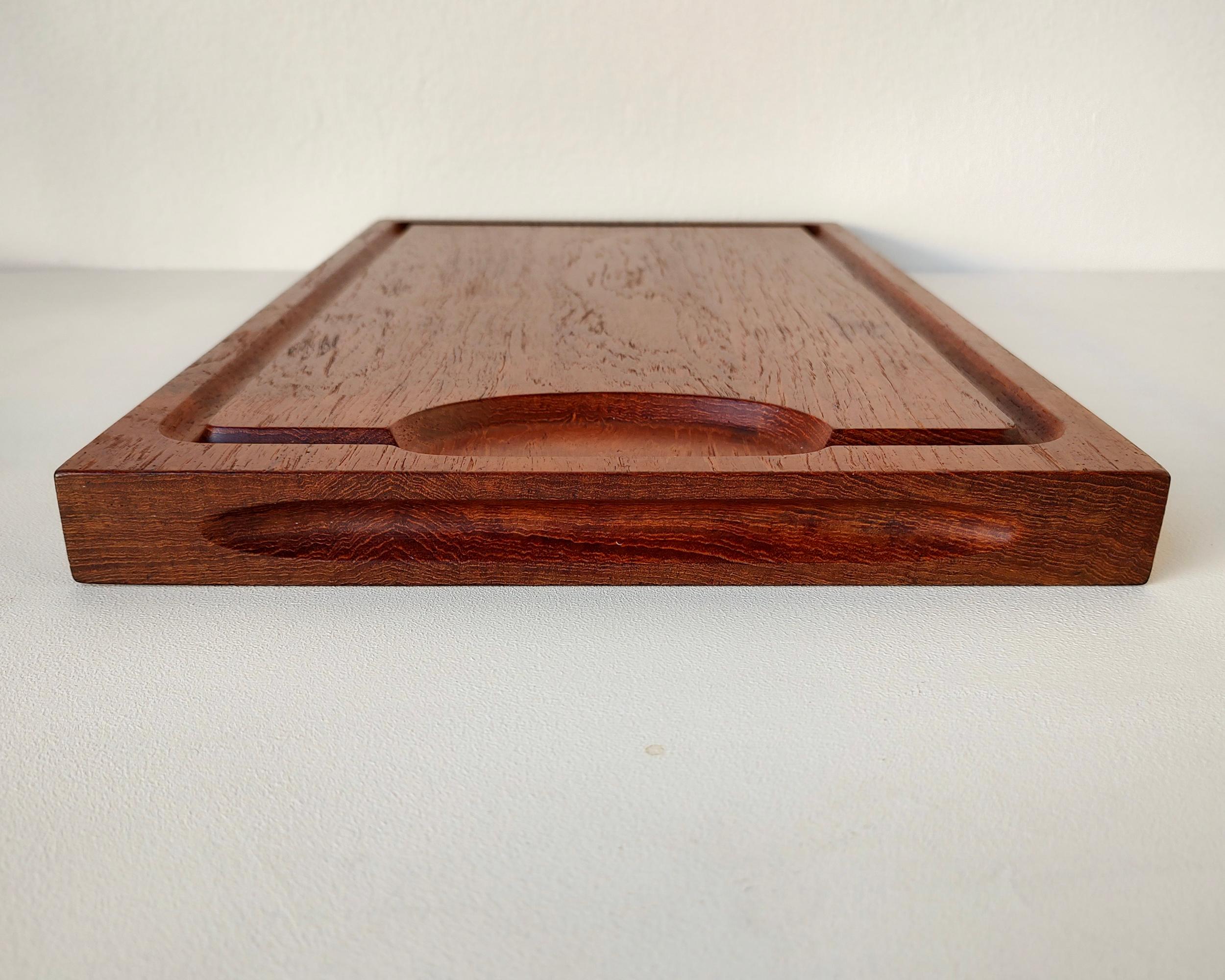 Solid Teak Cutting Board with Carved Channel For Sale 1