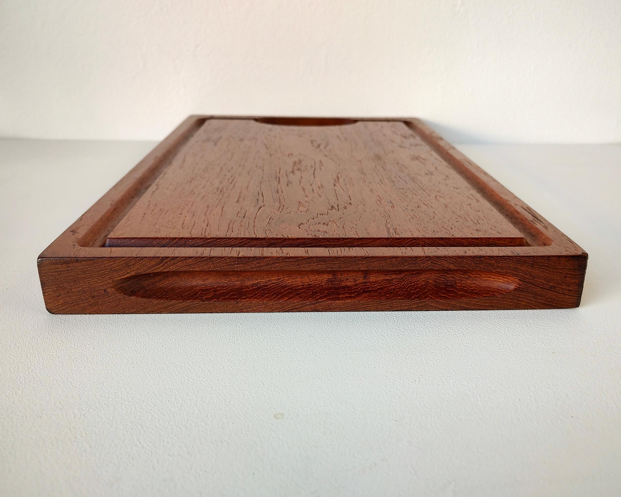 Solid Teak Cutting Board with Carved Channel For Sale 2