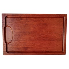 Vintage Solid Teak Cutting Board with Carved Channel