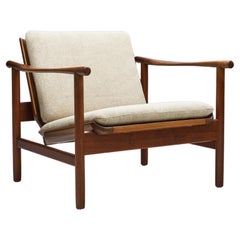 Retro Solid Teak Danish Lounge Chair, Denmark 1950s