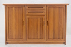 Solid Teak Danish Mid Century Modern 45" Tall 3 Door Compartment Credenza MINT