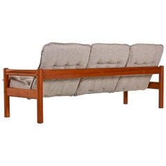 Solid Teak Danish Modern 3-Seat Sofa Couch by Domino Mobler, New Upholstery