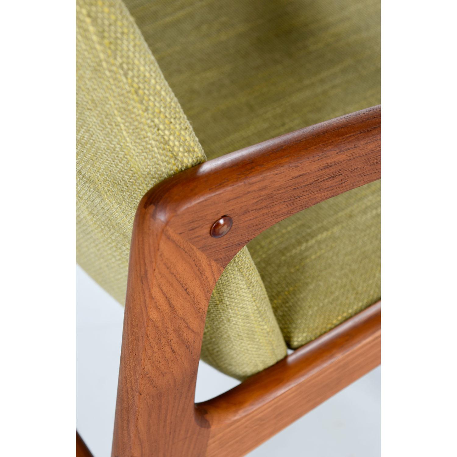 Late 20th Century Solid Teak Danish Modern Kai Kristiansen Style Armchairs with New Green Fabric
