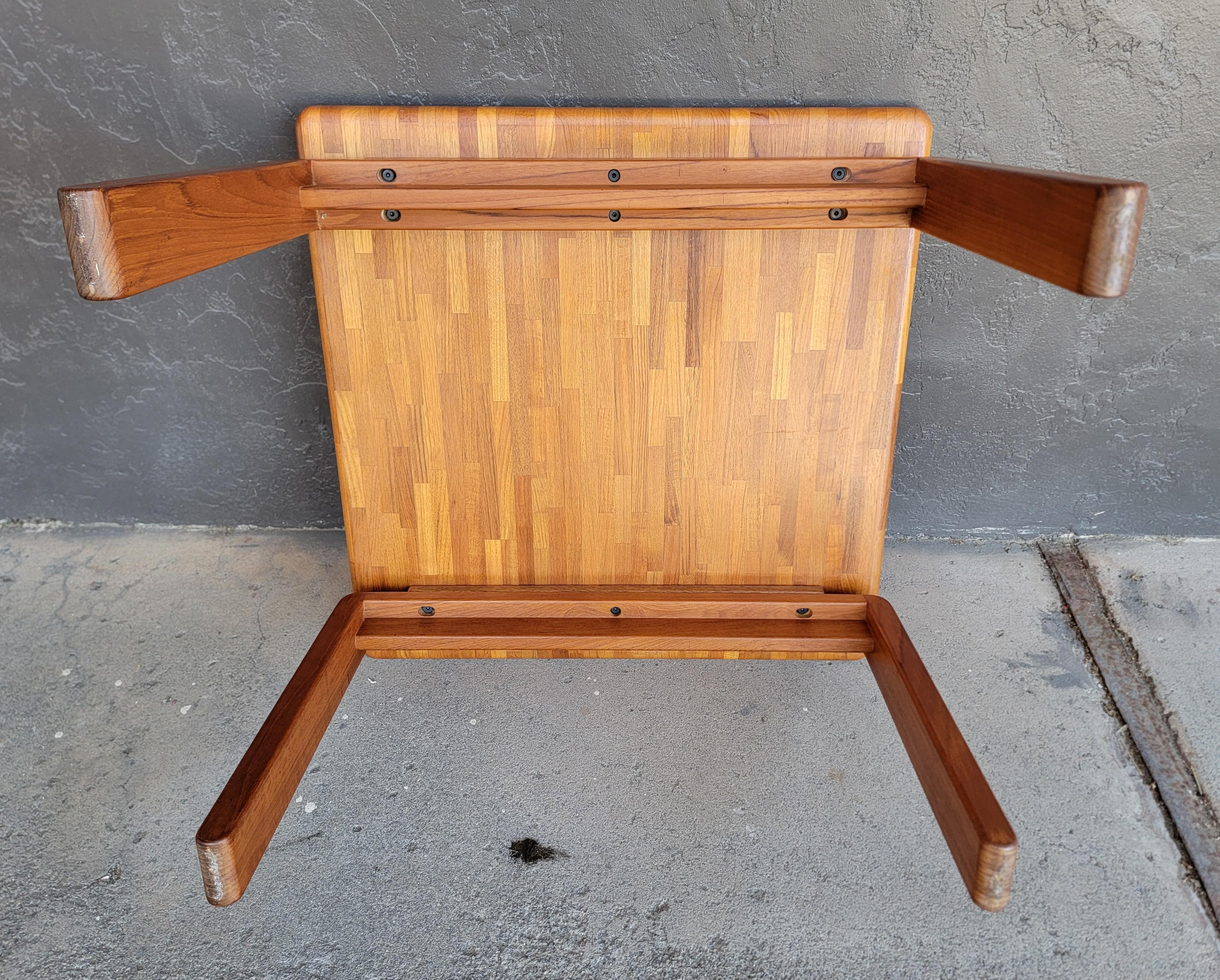 Solid Teak Danish Modern Patchwork Side Table For Sale 5