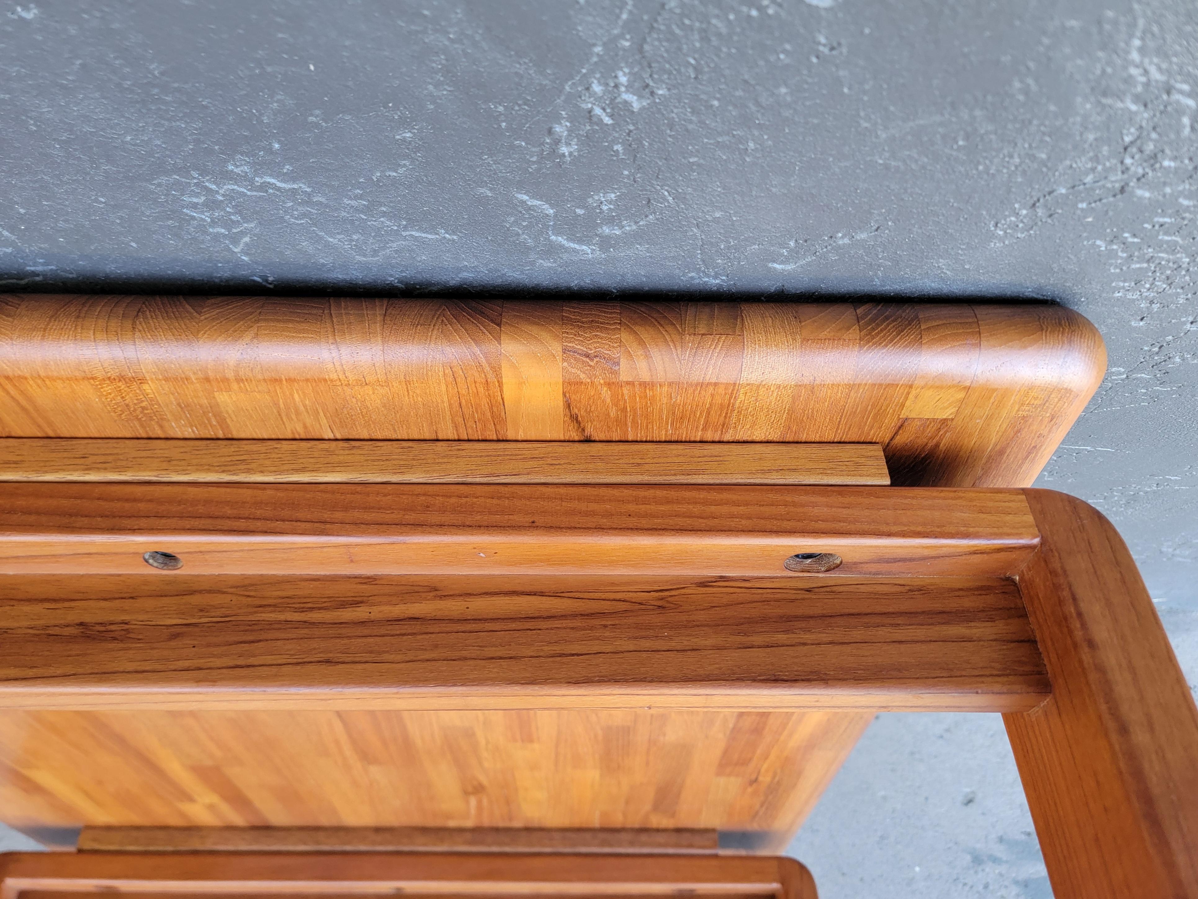 Solid Teak Danish Modern Patchwork Side Table For Sale 7