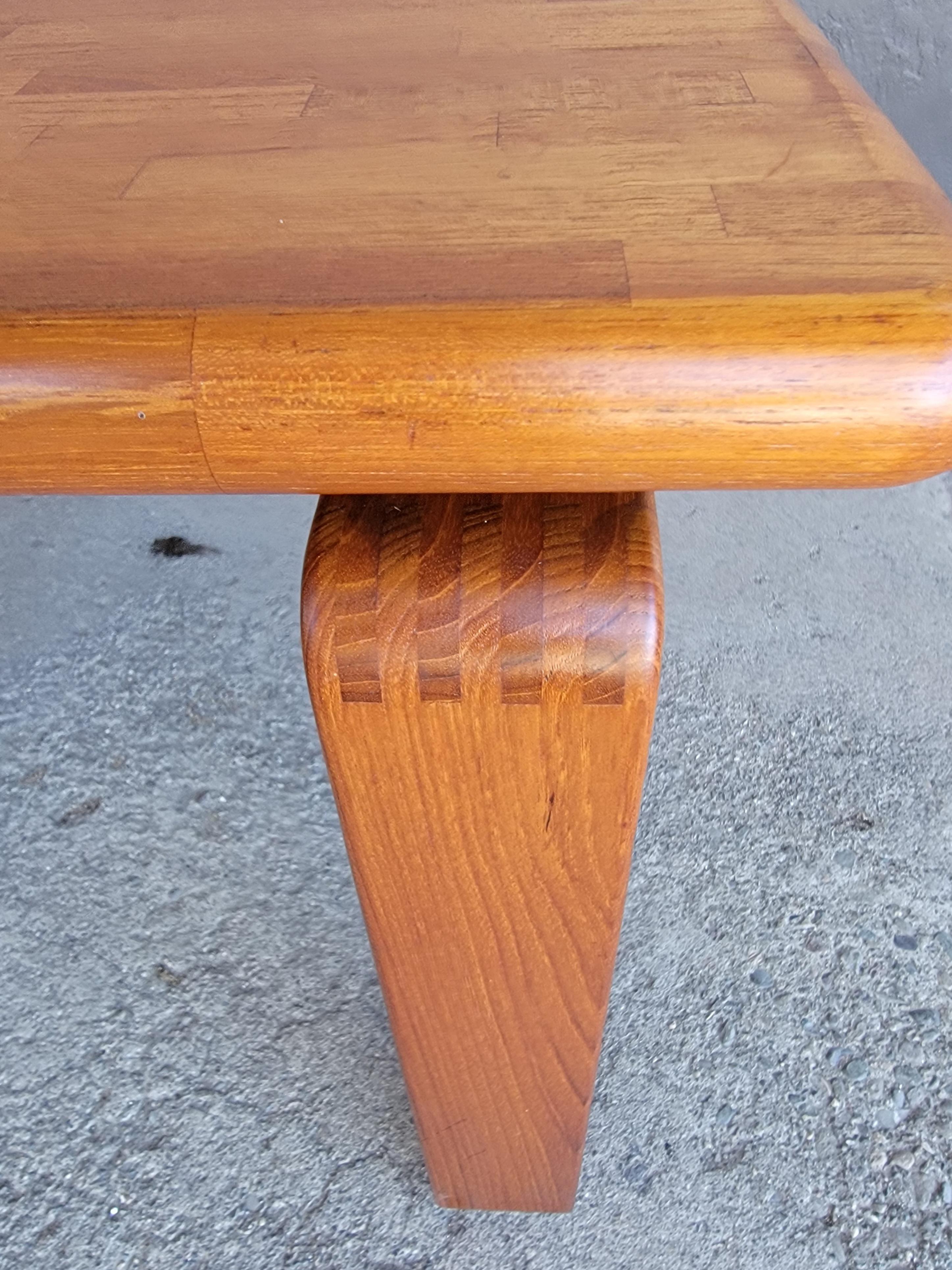 Scandinavian Modern Solid Teak Danish Modern Patchwork Side Table For Sale