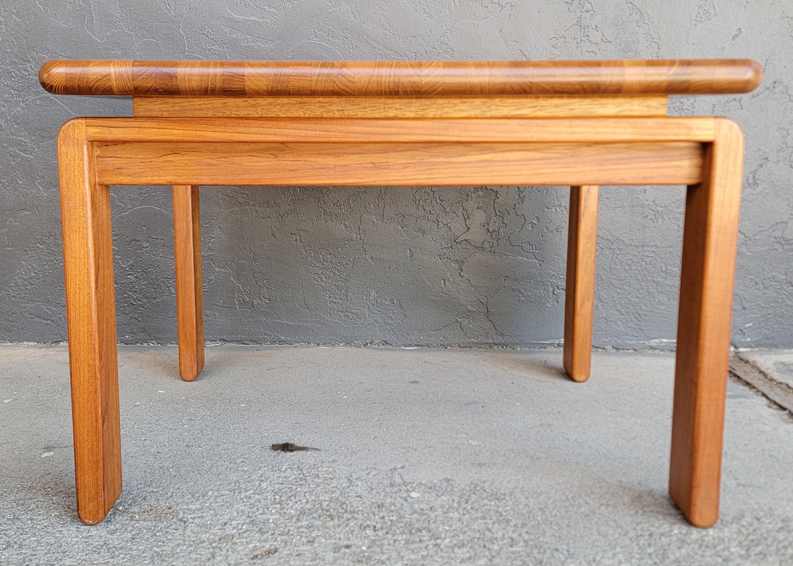 European Solid Teak Danish Modern Patchwork Side Table For Sale