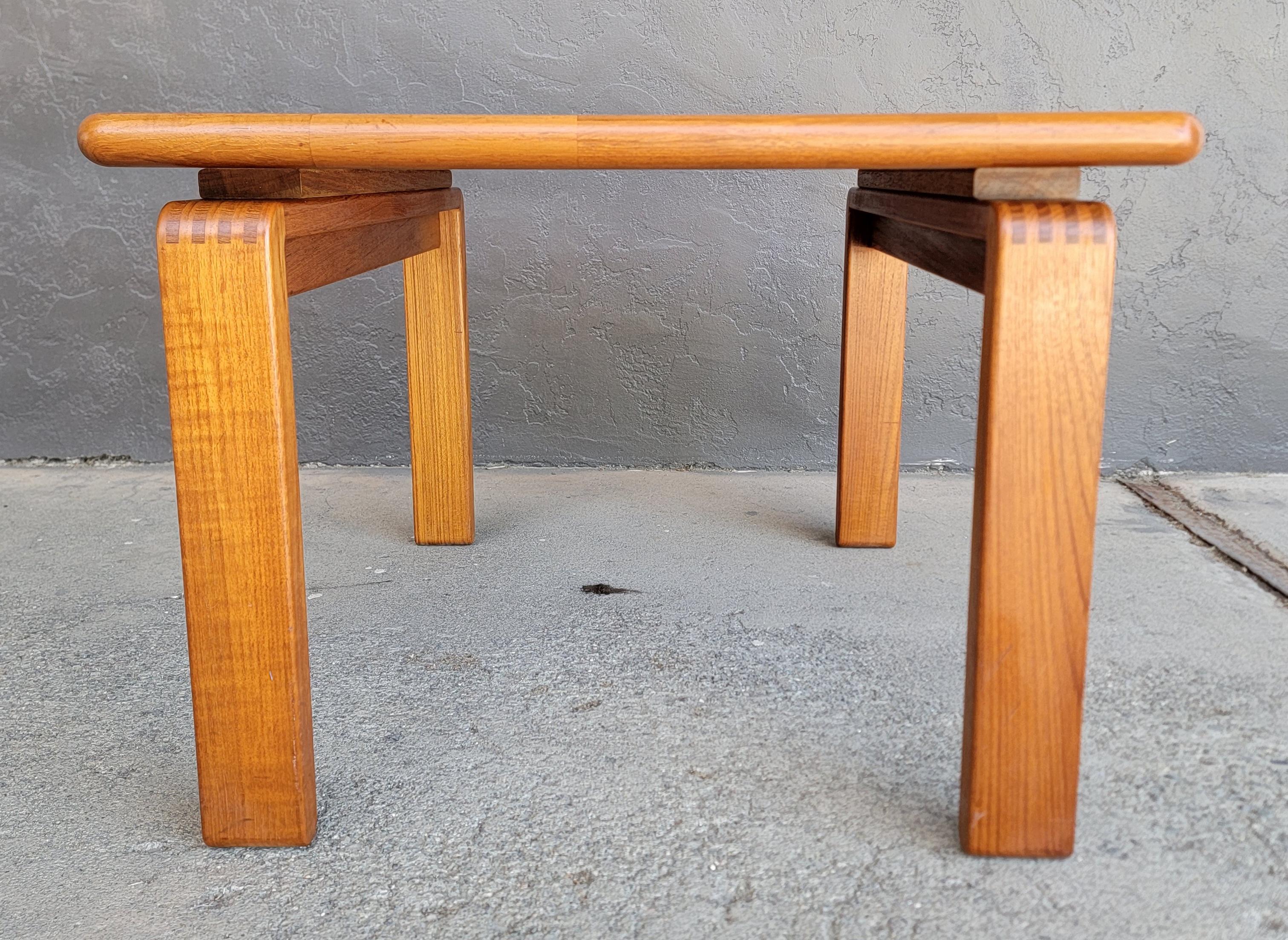 Solid Teak Danish Modern Patchwork Side Table In Good Condition For Sale In Fulton, CA