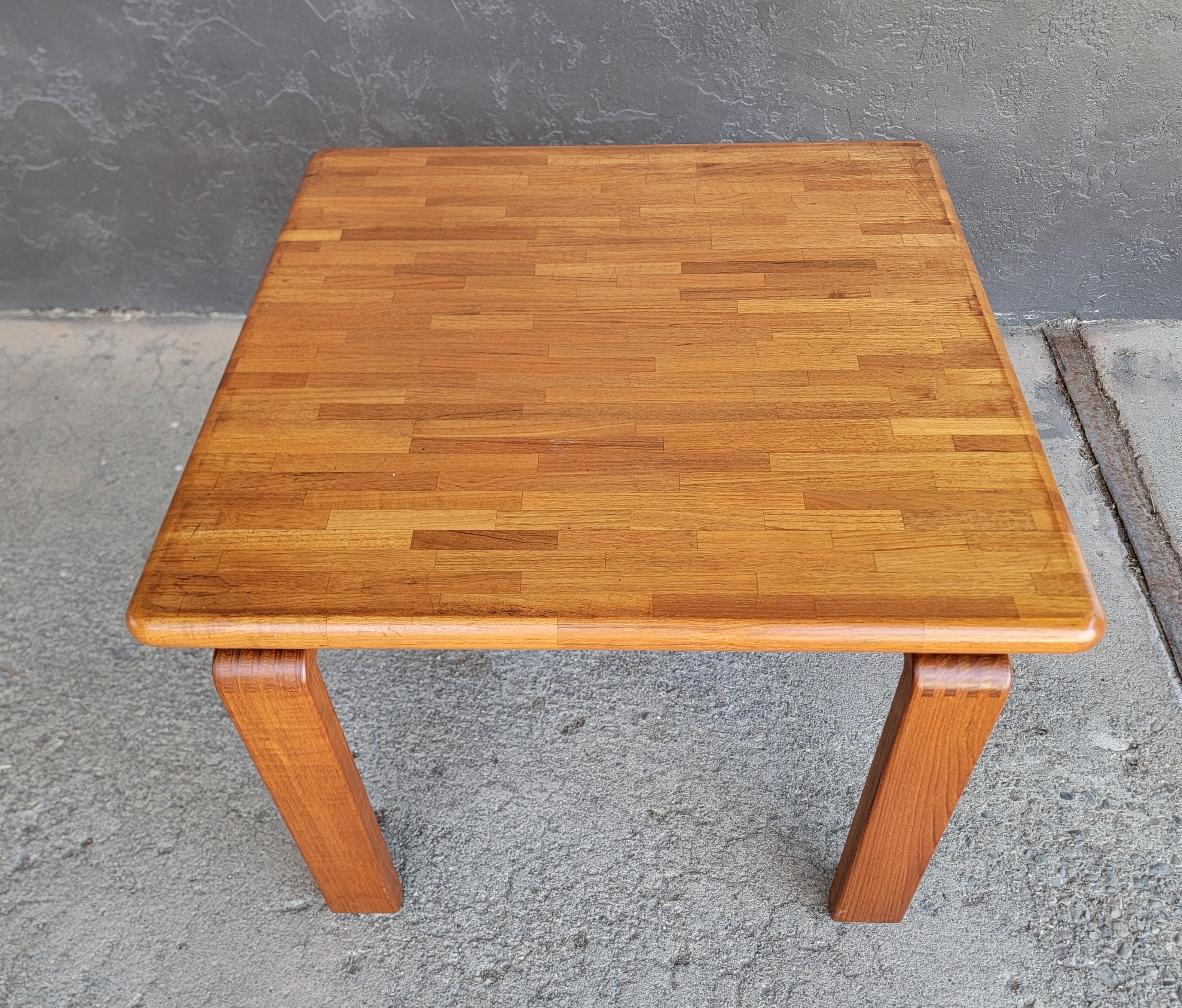 20th Century Solid Teak Danish Modern Patchwork Side Table For Sale