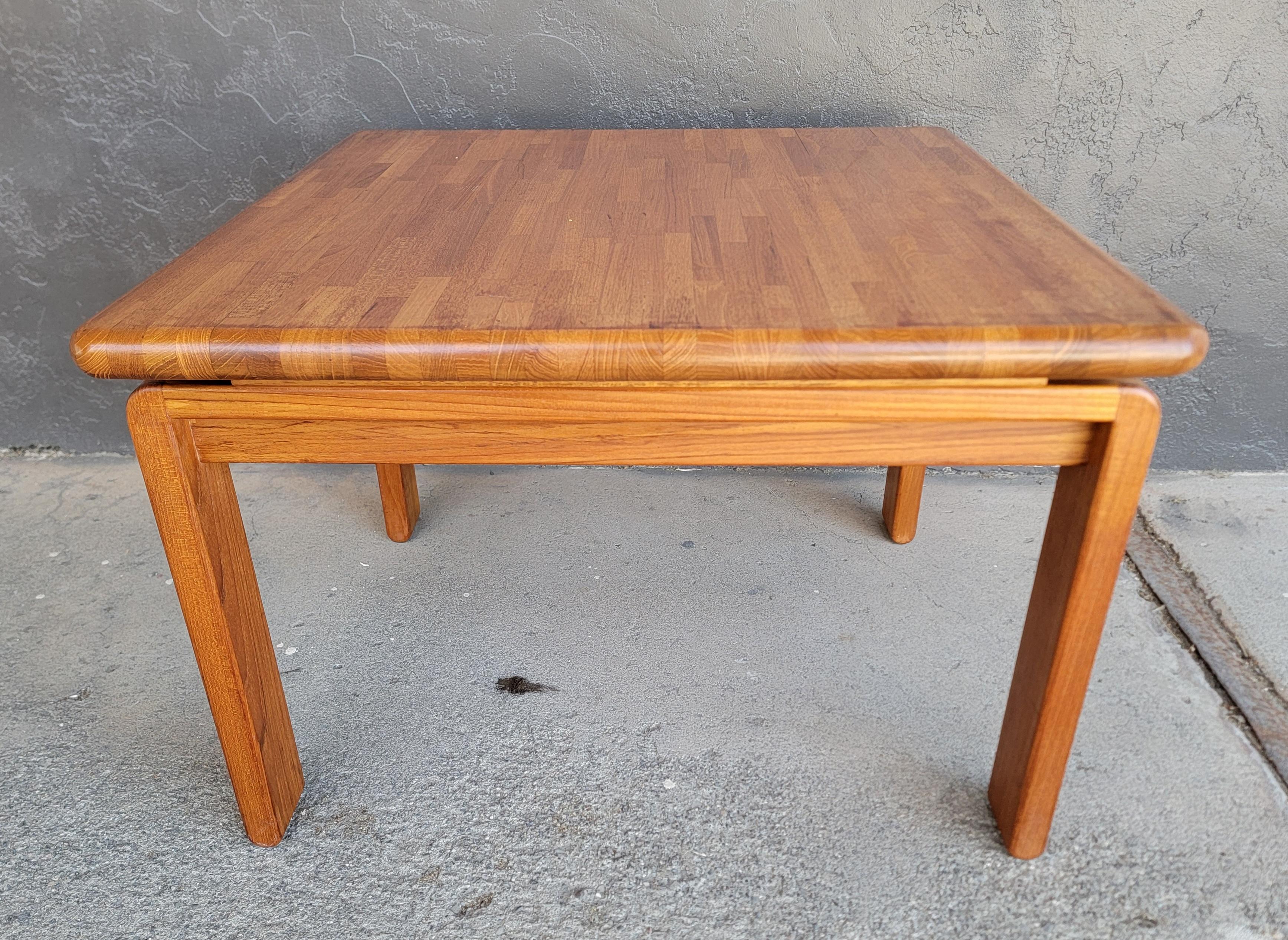 Solid Teak Danish Modern Patchwork Side Table For Sale 1