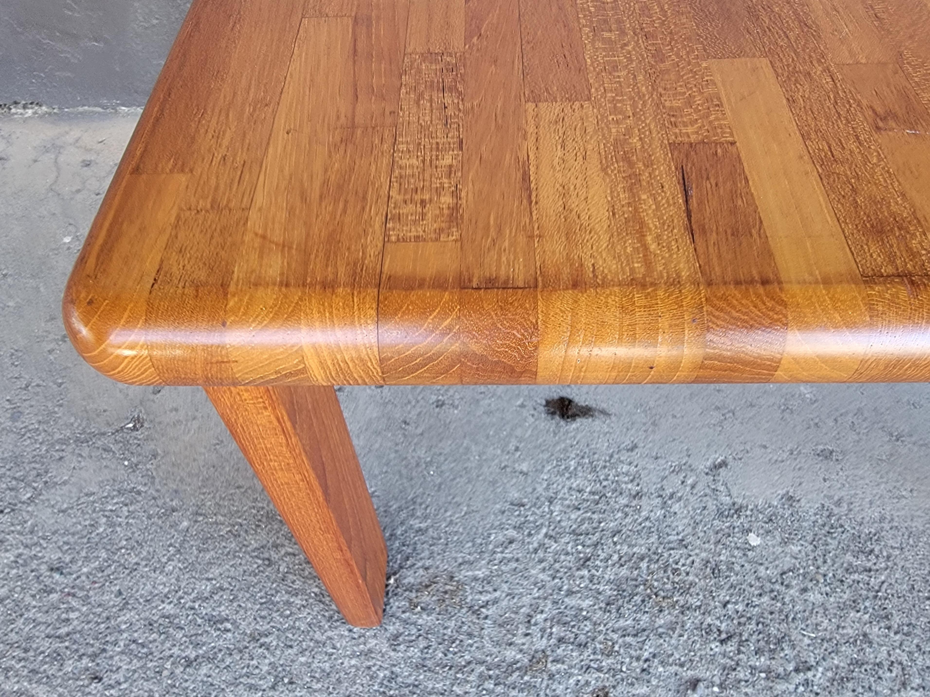 Solid Teak Danish Modern Patchwork Side Table For Sale 2