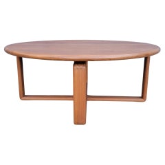 Vintage Solid Teak Danish Modern Round Coffee Table