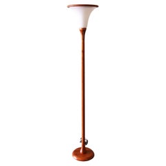 Solid Teak Danish Modern Tulip Floor Lamp Frosted Glass Shade