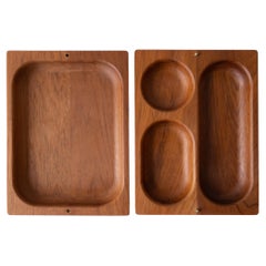 Solid Teak Danish Modern Valet Box Jewelry Tray Catch All