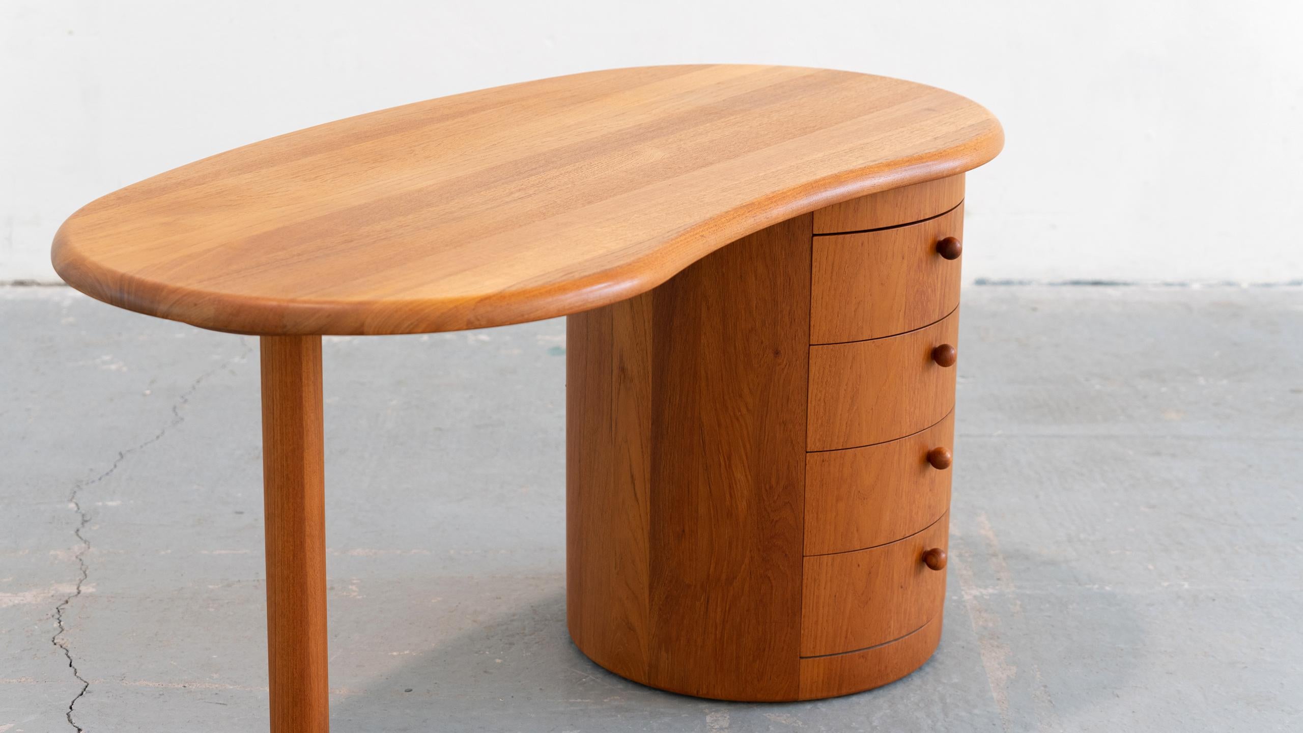 Solid Teak Desk, Kidney Shape, Danish Modern Table by Silkeborg, Denmark, 1970 5