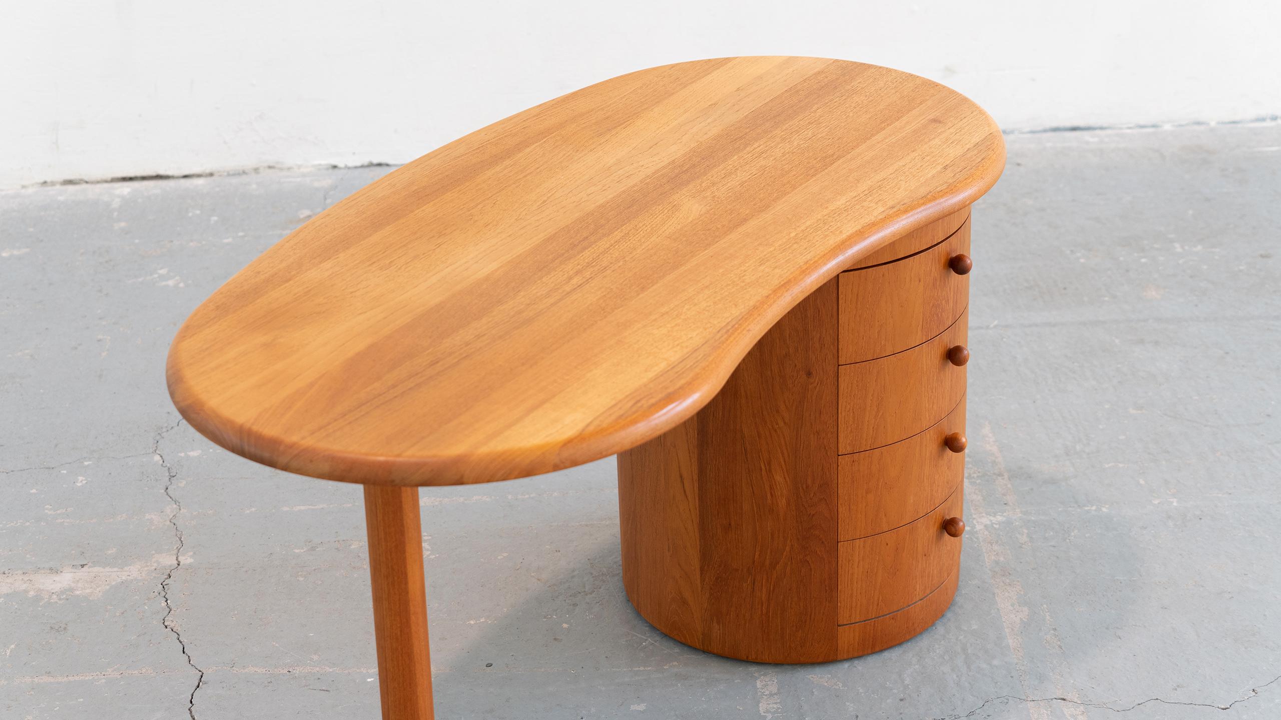Solid Teak Desk, Kidney Shape, Danish Modern Table by Silkeborg, Denmark, 1970 6