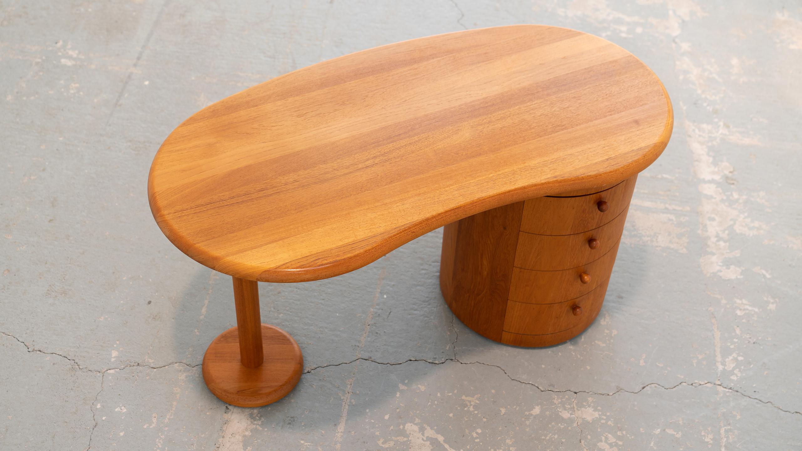 Solid Teak Desk, Kidney Shape, Danish Modern Table by Silkeborg, Denmark, 1970 8
