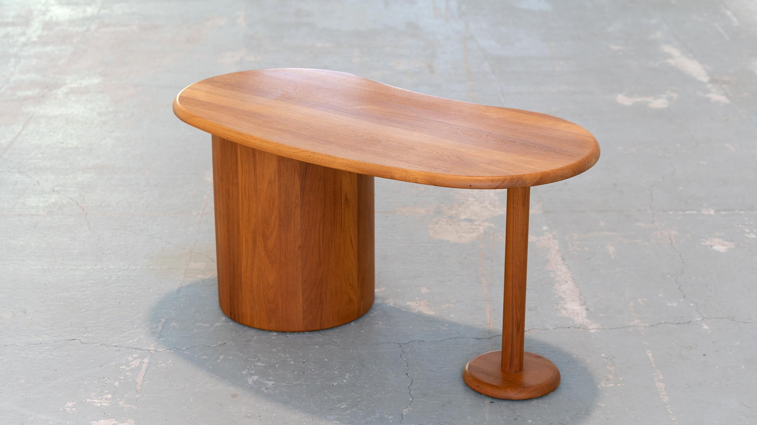 Solid Teak Desk, Kidney Shape, Danish Modern Table by Silkeborg, Denmark, 1970 12