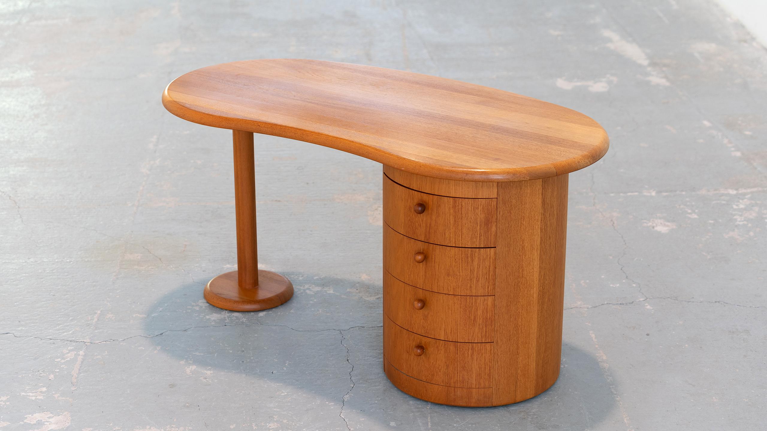 Solid Teak Desk, Kidney Shape, Danish Modern Table by Silkeborg, Denmark, 1970 13