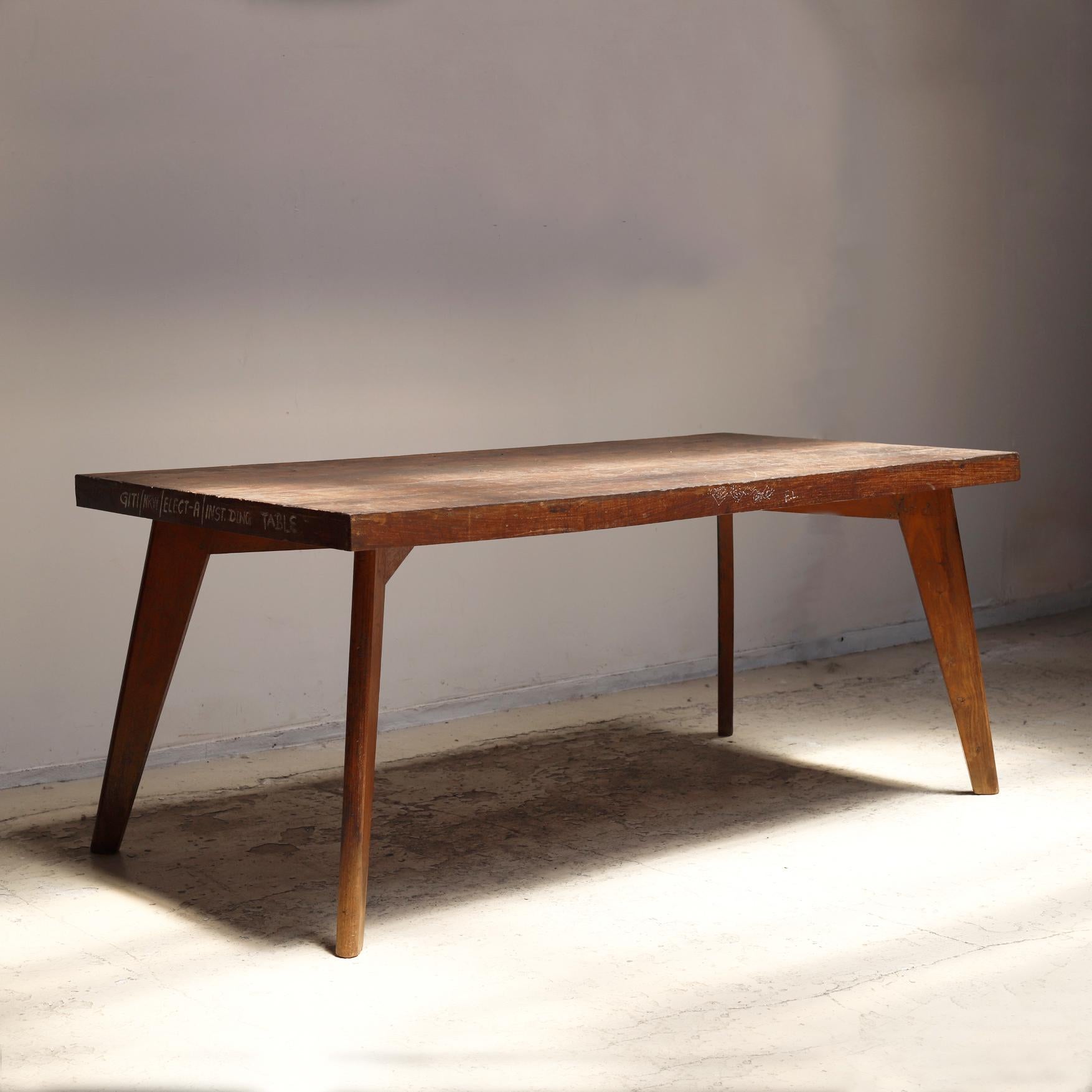 Indian Solid Teak Dining Table by Pierre Jeanneret