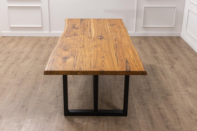 Solid Teak Double BookMatched Rectangular Dining Table in Smooth