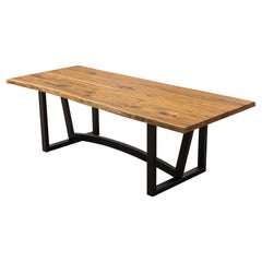 Solid Teak Double Book-Matched Rectangular Dining Table in Smooth Natural