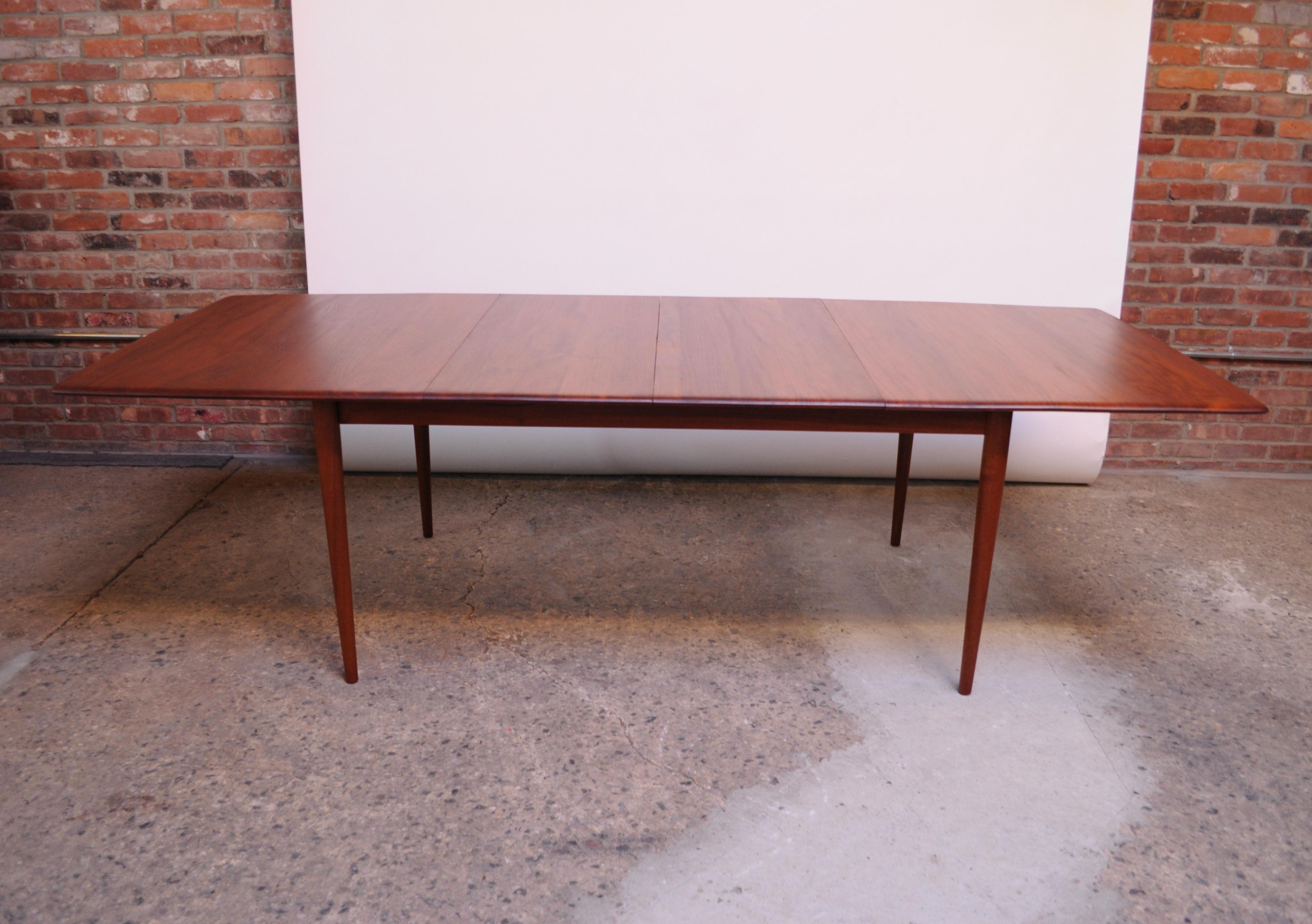 Danish Solid Teak Extendable Dining Table by Johannes Aasbjerg