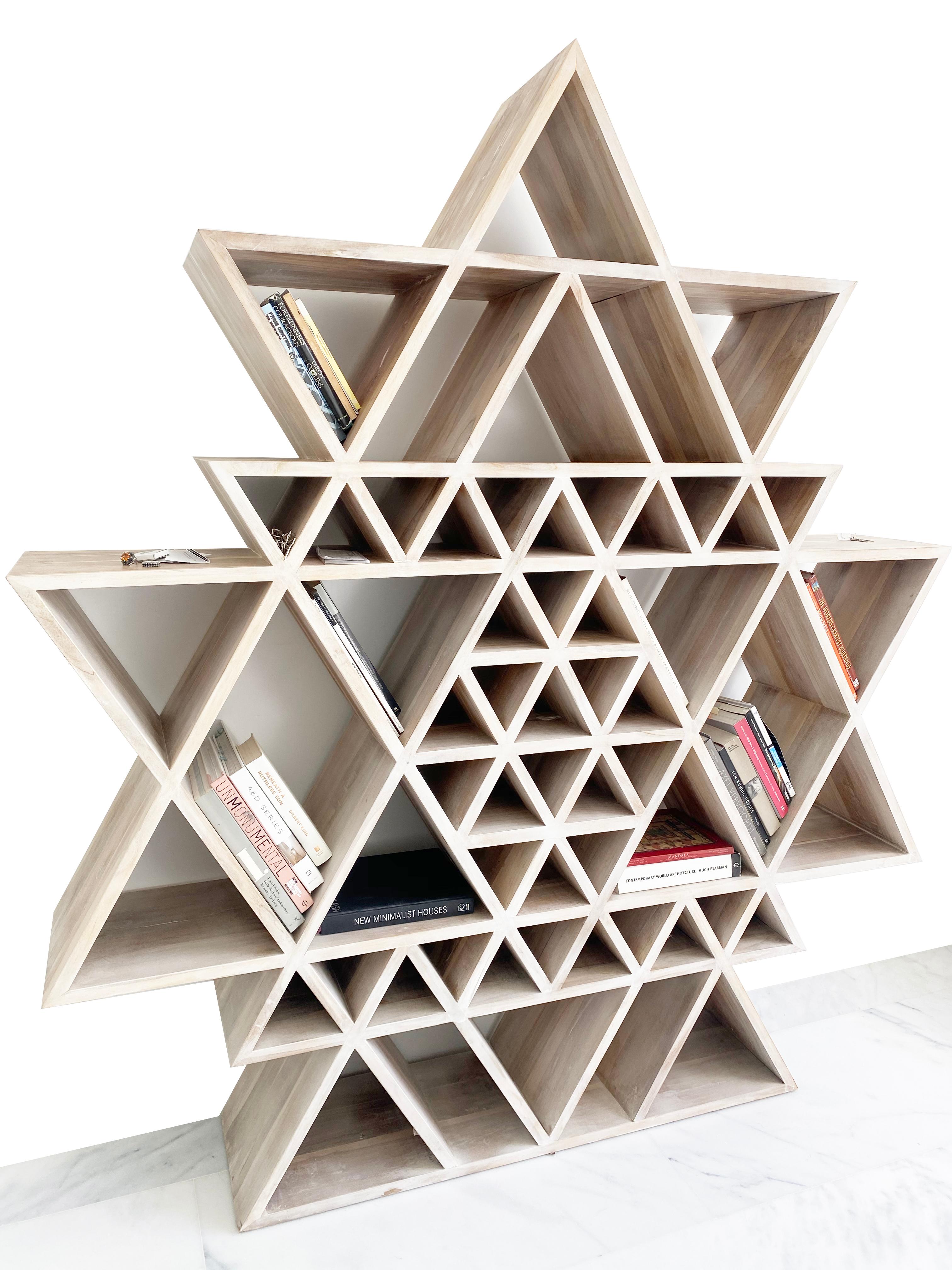 A keen proponent of sustainability, John Brevard’s handcrafted sculptural furniture aims to celebrate materials natural to our earth. Made from sustainably harvested teak wood from the PT Perhutani forestry reserve in Indonesia, this bookcase is