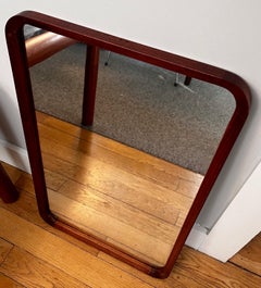 Miroir à cadre en teck massif avec coins incurvés, Danemark, années 1960