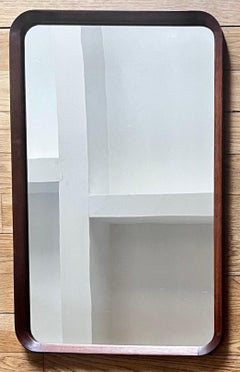 Solid Teak Frame Mirror With Curved Corners, Denmark, 1960
s