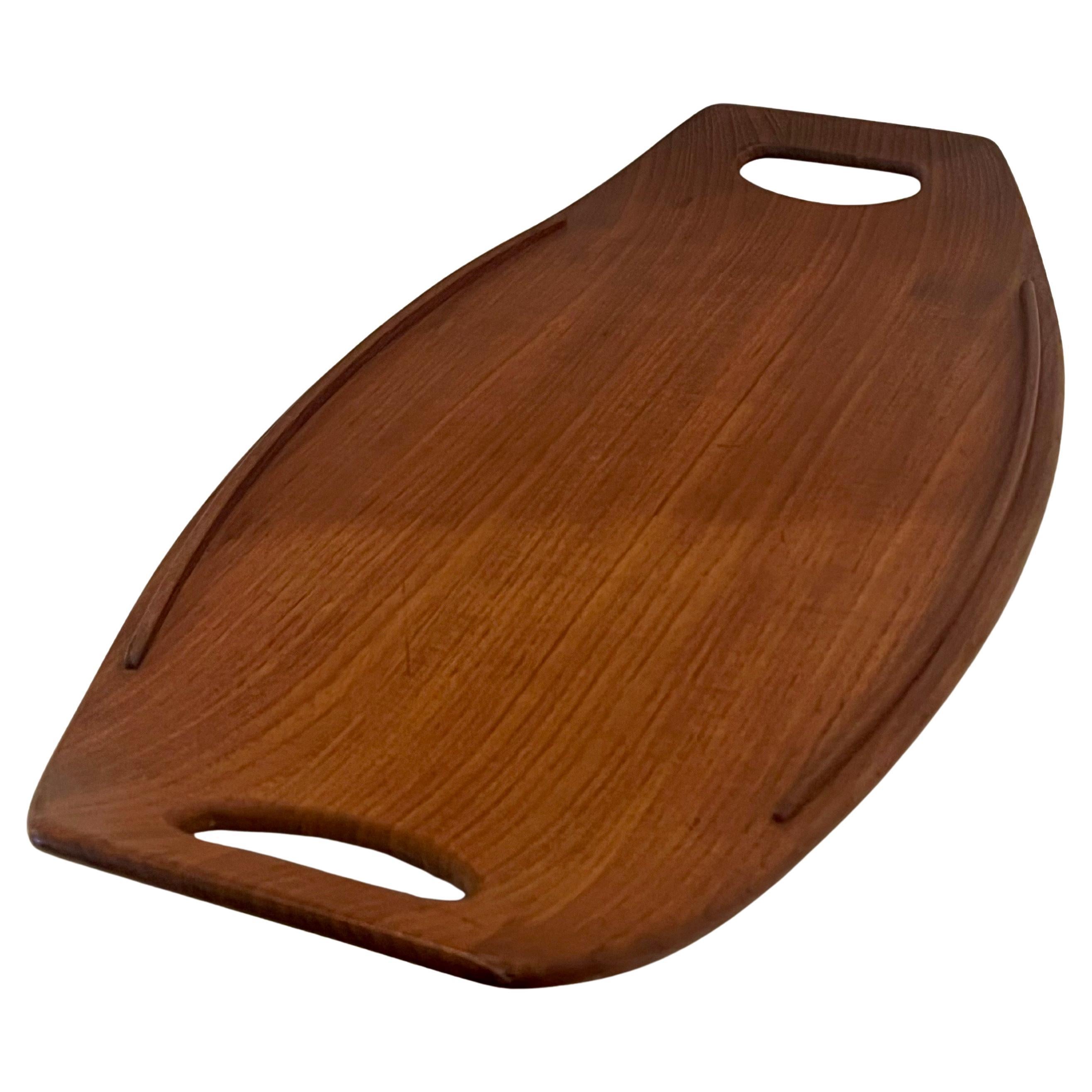 Solid Teak Gondola Tray Designed by Quistgaard for Dansk Early Production
