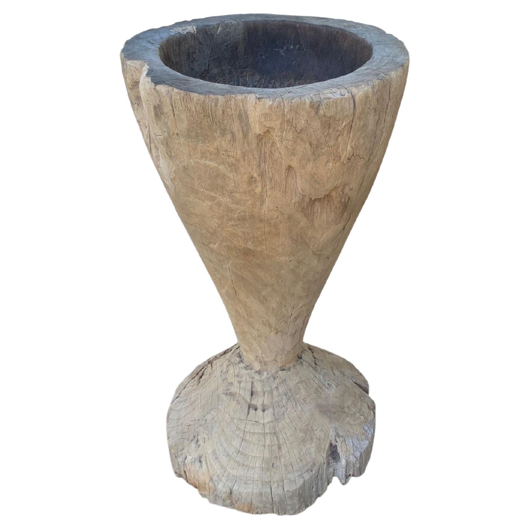 Solid Teak Granary Mortar from Java, Indonesia, C. 1900 For Sale