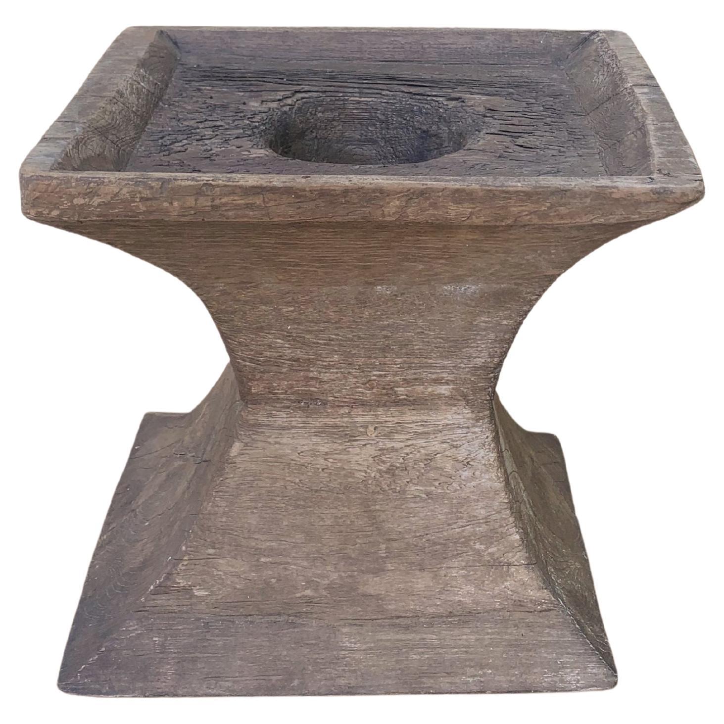 Solid Teak Granary Mortar from Java, Indonesia  c. 1900 For Sale