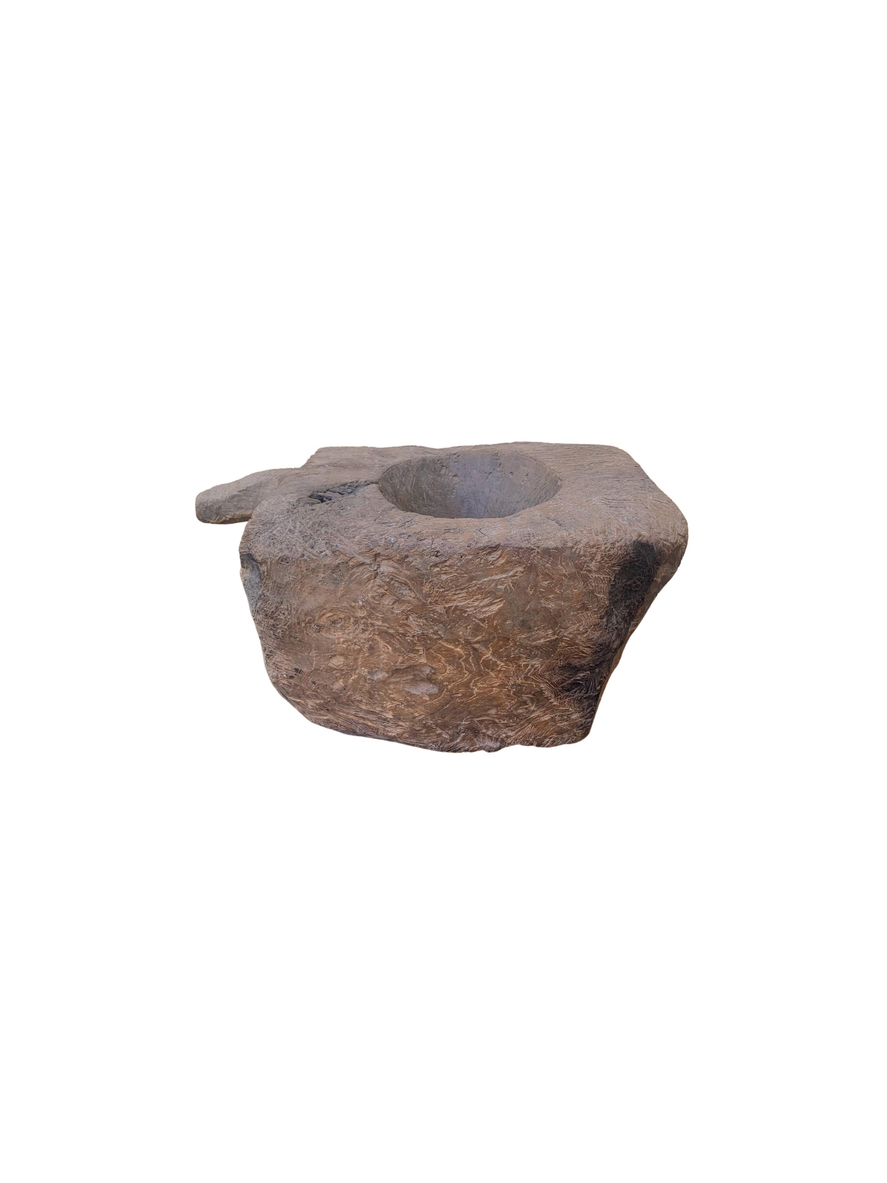 Organic Modern Solid Teak Granary Mortar from Java, Indonesia, C. 1950 For Sale