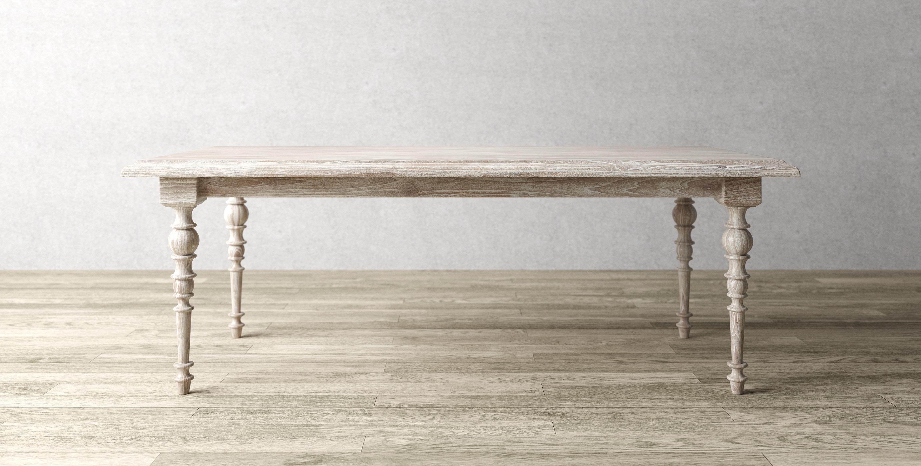 Hand-Crafted Solid Teak Handcrafted Dining Table in Sun Bleached Sandblasted For Sale