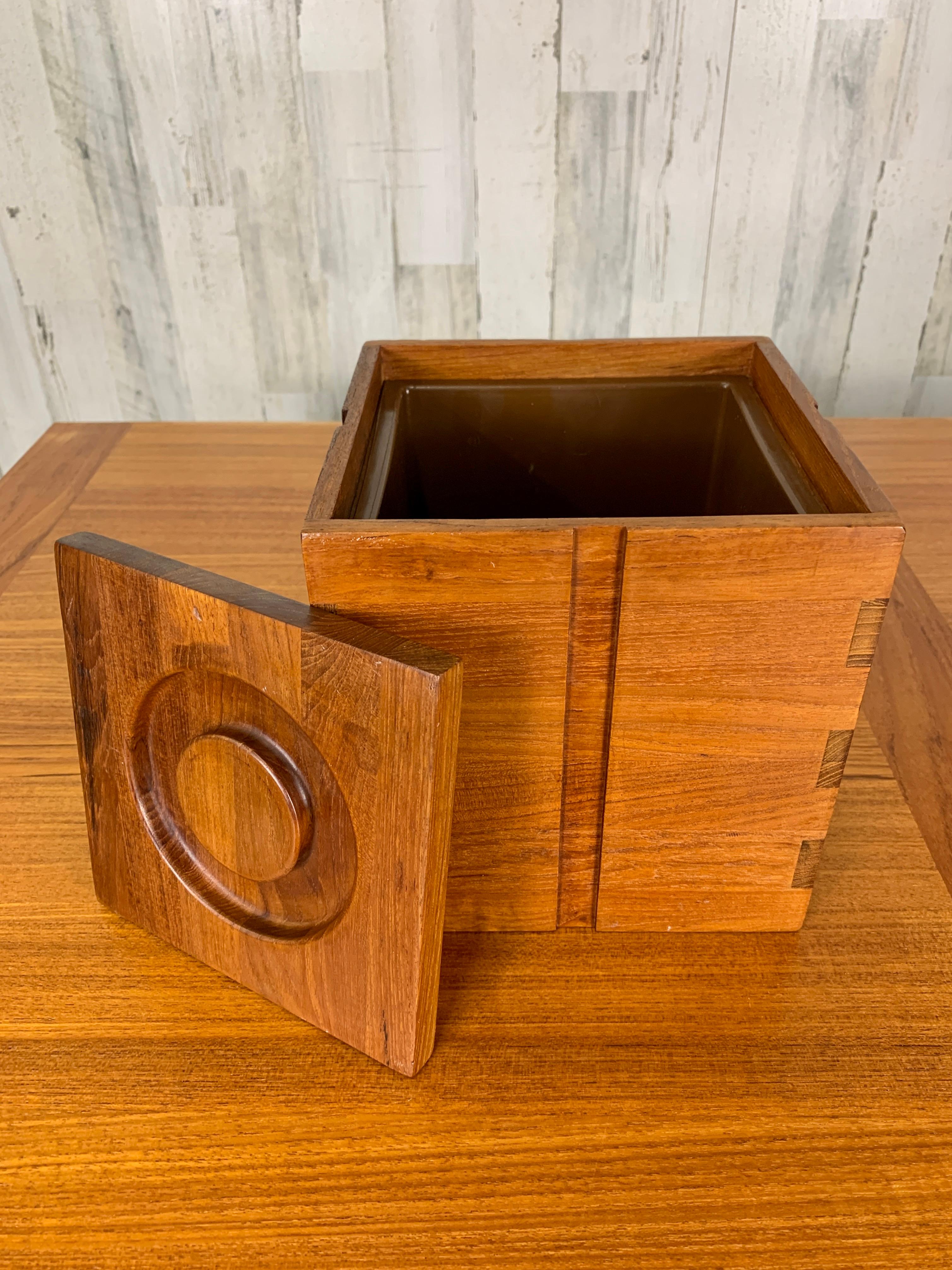 Solid Teak Ice Bucket by Kalmar For Sale 5